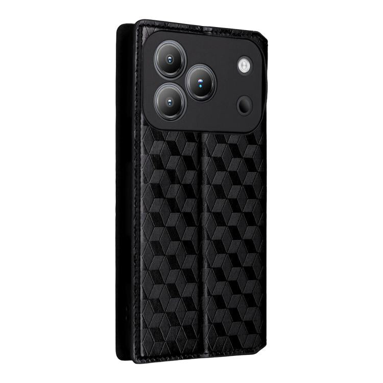 For Blackview Wave 7C Cubic Grid Texture Flip Leather Phone Case