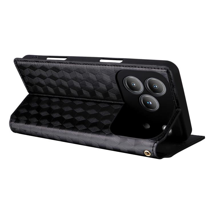 For Blackview Wave 7C Cubic Grid Texture Flip Leather Phone Case