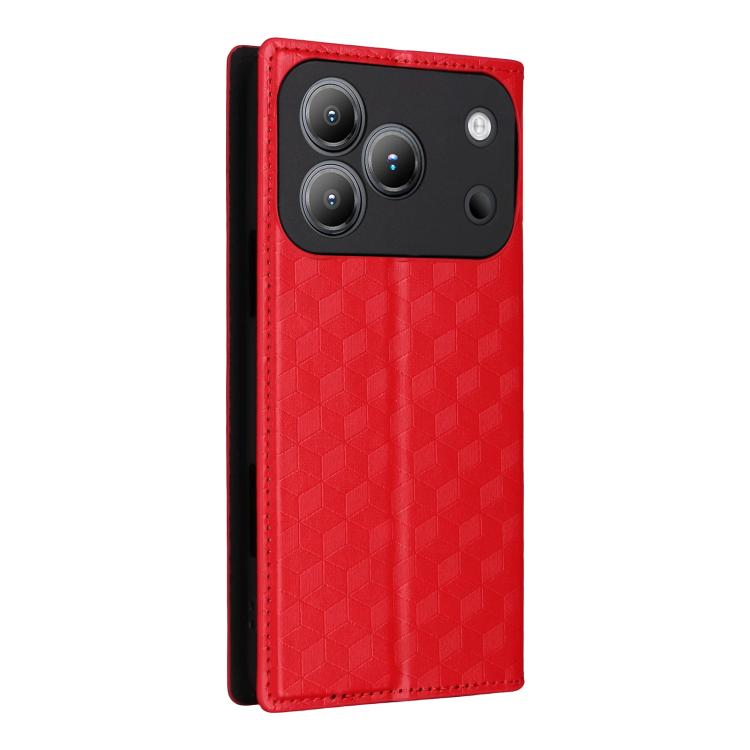 For Blackview Wave 7C Cubic Grid Texture Flip Leather Phone Case