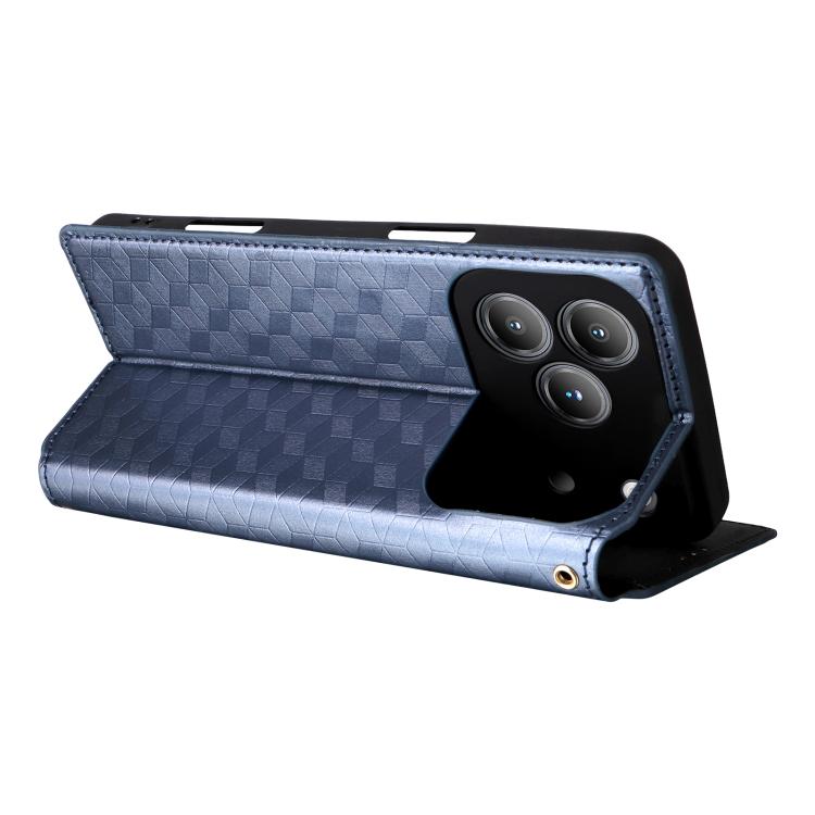For Blackview Wave 7C Cubic Grid Texture Flip Leather Phone Case