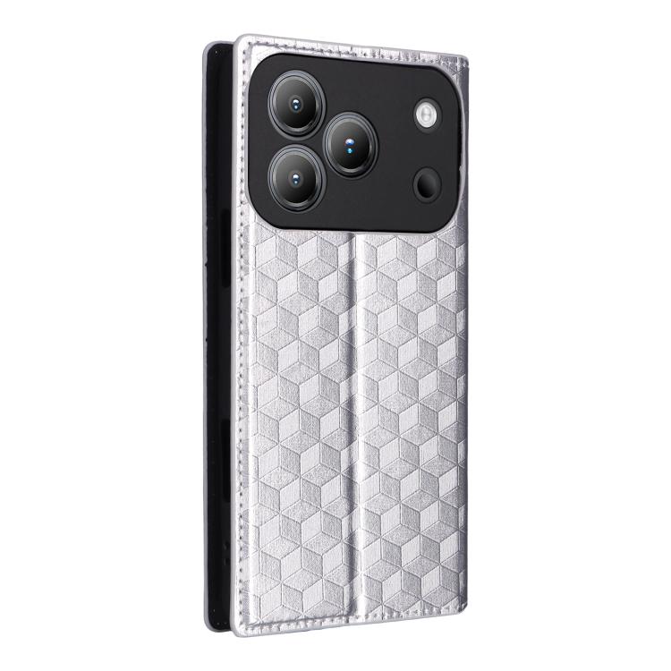 For Blackview Wave 7C Cubic Grid Texture Flip Leather Phone Case