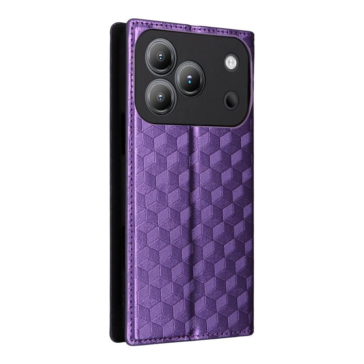 For Blackview Wave 7C Cubic Grid Texture Flip Leather Phone Case