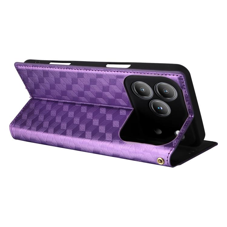 For Blackview Wave 7C Cubic Grid Texture Flip Leather Phone Case