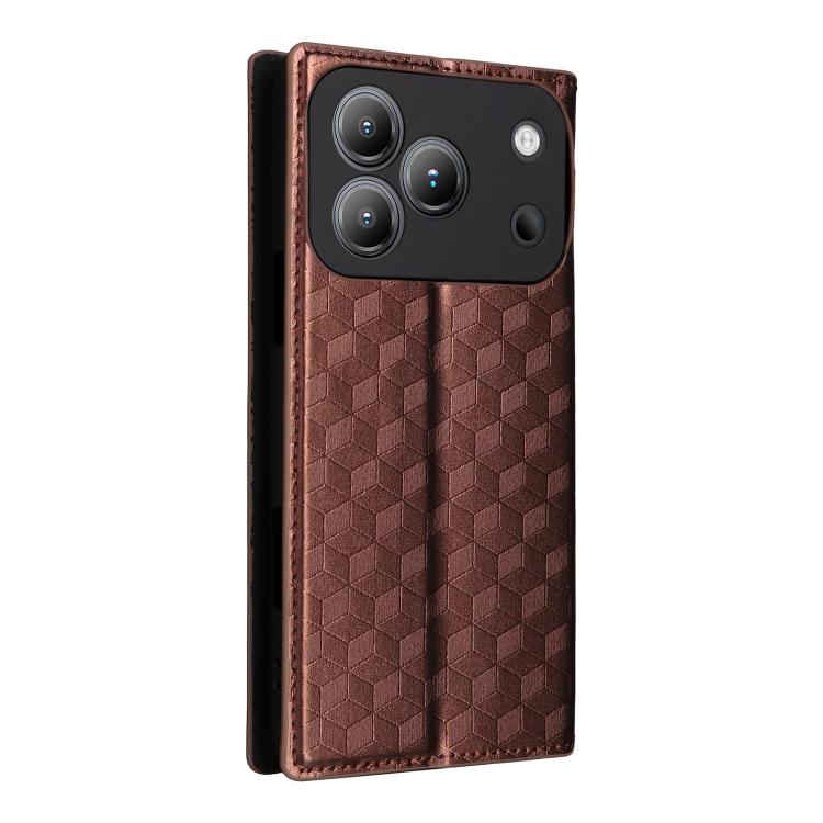 For Blackview Wave 7C Cubic Grid Texture Flip Leather Phone Case