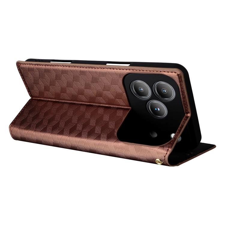 For Blackview Wave 7C Cubic Grid Texture Flip Leather Phone Case