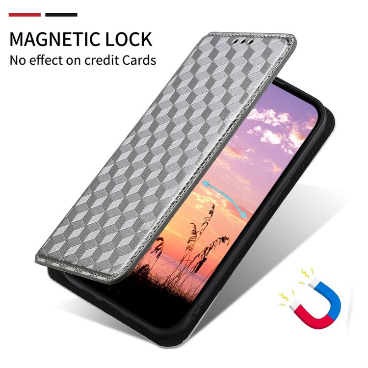 For Redmi Note 10 JE Cubic Grid Texture Flip Leather Phone Case