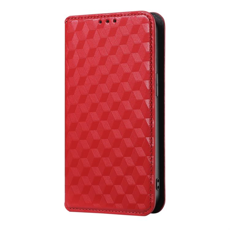 For Redmi Note 14 4G 163.25mm Cubic Grid Texture Flip Leather Phone Case