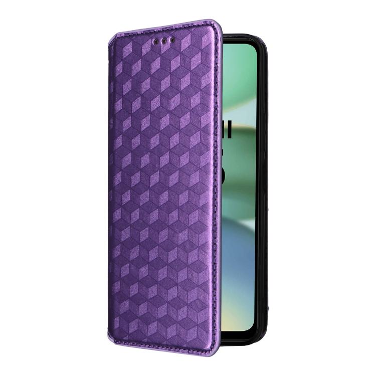 For Redmi A5 4G 173.3mm Cubic Grid Texture Flip Leather Phone Case