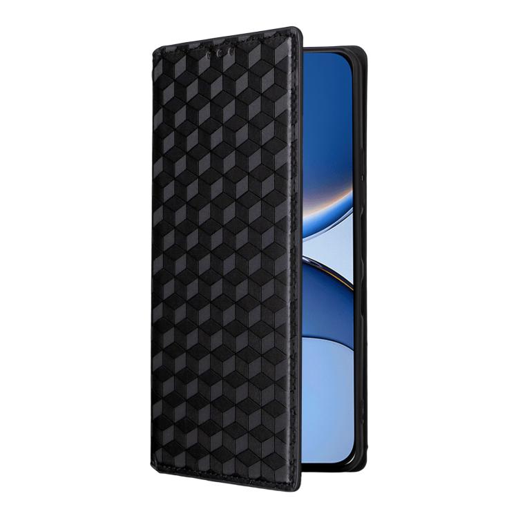 For Redmi Turbo 4 Pro 5G Cubic Grid Texture Flip Leather Phone Case