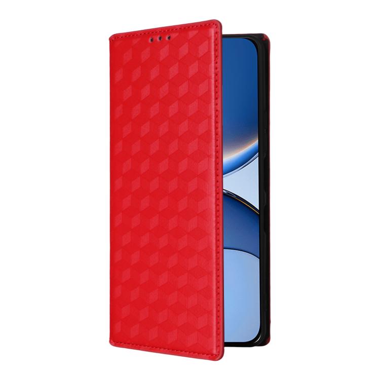 For Redmi Turbo 4 Pro 5G Cubic Grid Texture Flip Leather Phone Case