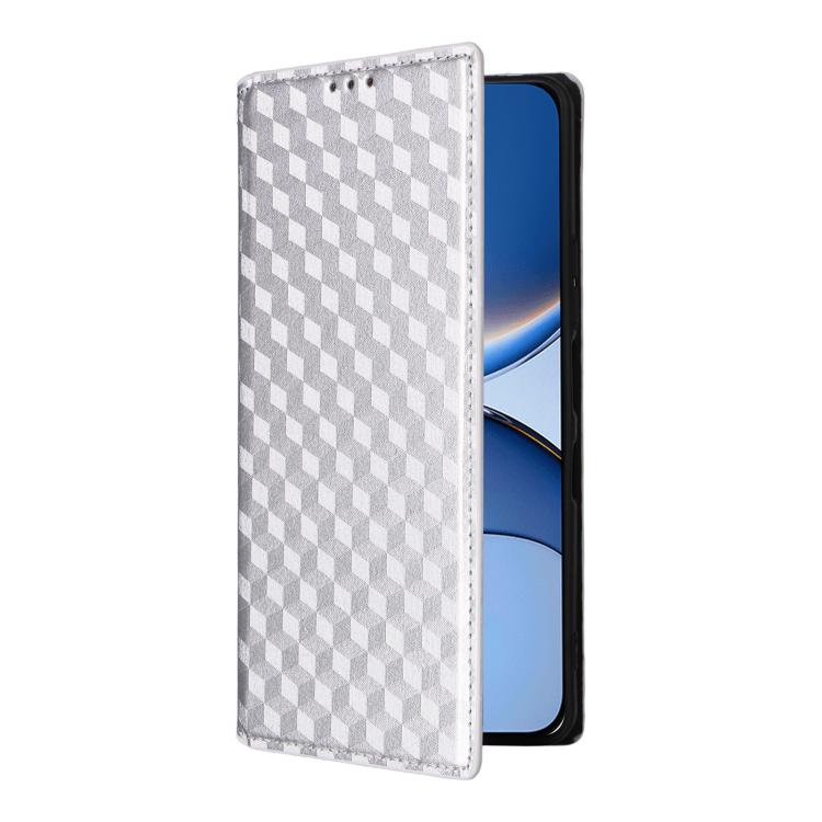 For Redmi Turbo 4 Pro 5G Cubic Grid Texture Flip Leather Phone Case