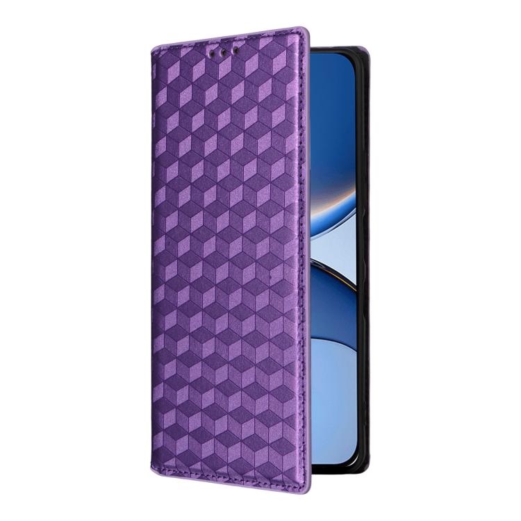 For Redmi Turbo 4 Pro 5G Cubic Grid Texture Flip Leather Phone Case