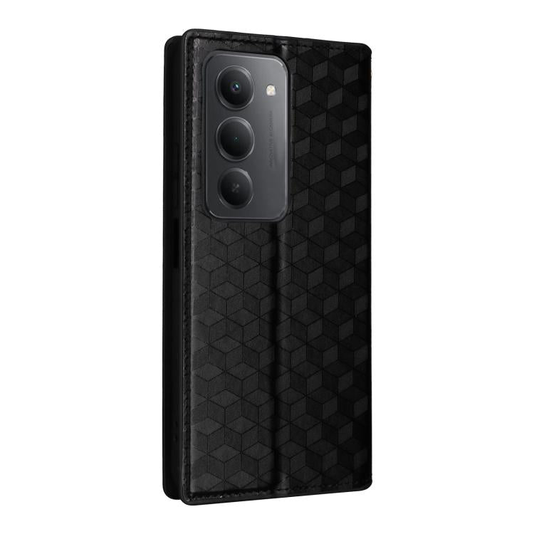 For Redmi 15 5G / 4G EU 171mm Cubic Grid Texture Flip Leather Phone Case