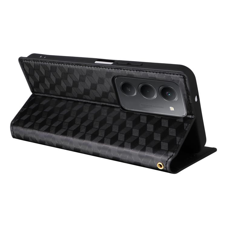 For Redmi 15 5G / 4G EU 171mm Cubic Grid Texture Flip Leather Phone Case