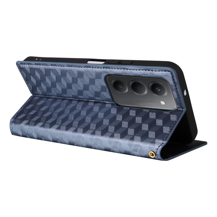 For Redmi 15 5G / 4G EU 171mm Cubic Grid Texture Flip Leather Phone Case