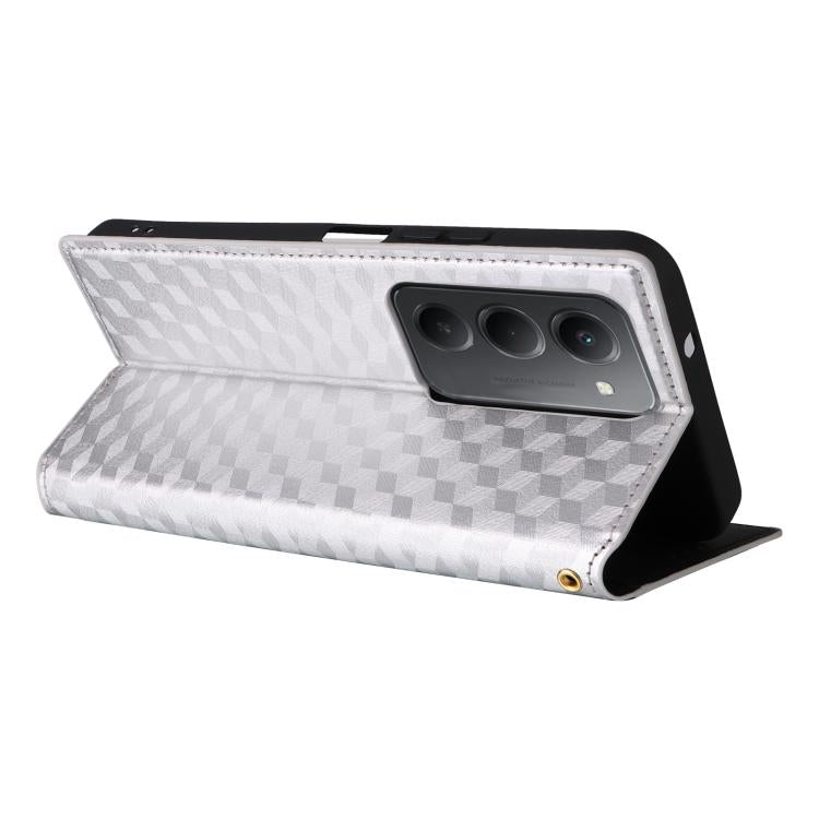 For Redmi 15 5G / 4G EU 171mm Cubic Grid Texture Flip Leather Phone Case