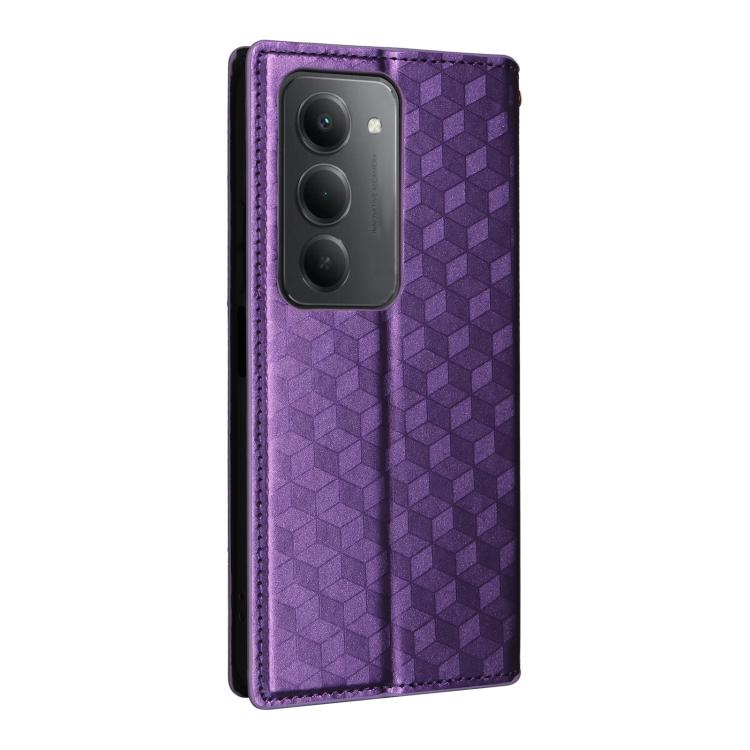For Redmi 15 5G / 4G EU 171mm Cubic Grid Texture Flip Leather Phone Case