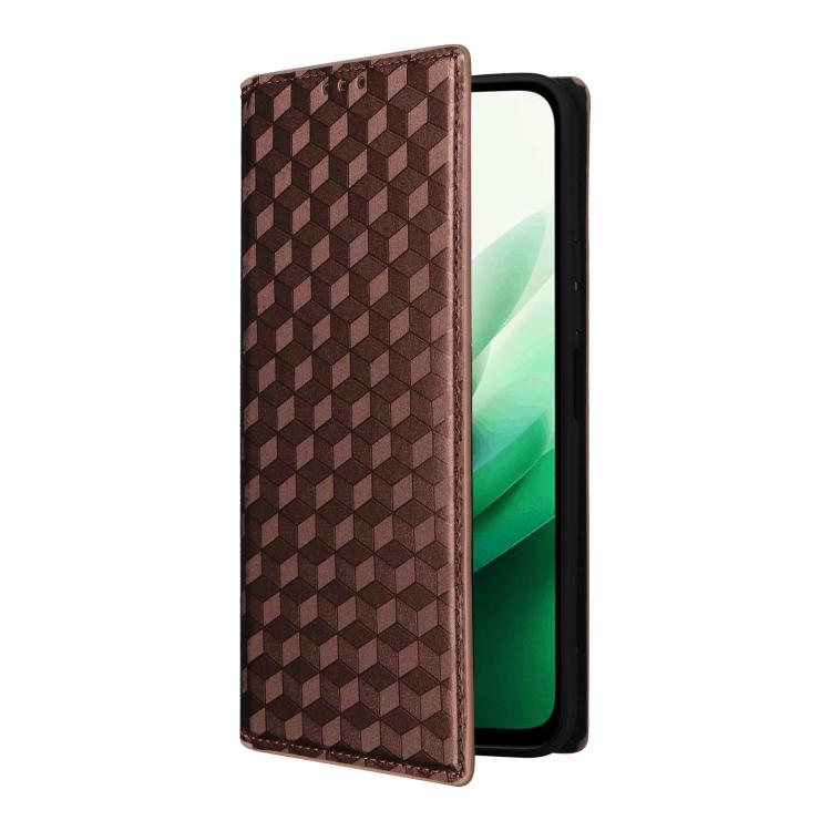 For Redmi 15 5G / 4G EU 171mm Cubic Grid Texture Flip Leather Phone Case