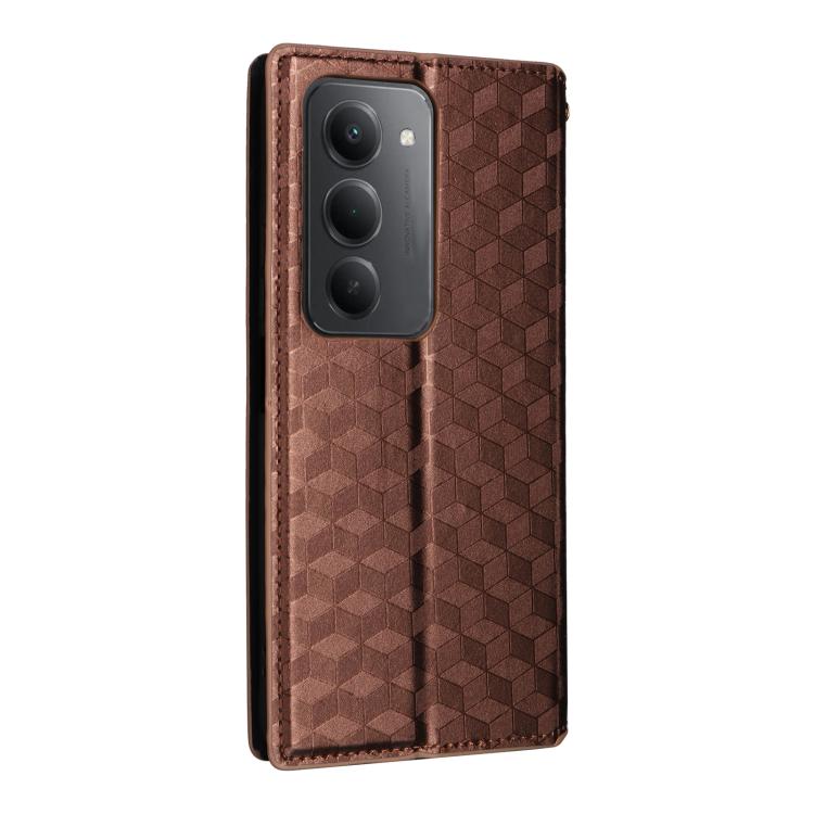 For Redmi 15 5G / 4G EU 171mm Cubic Grid Texture Flip Leather Phone Case