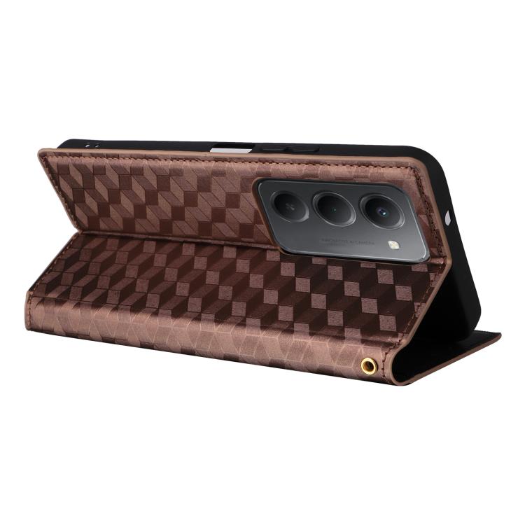 For Redmi 15 5G / 4G EU 171mm Cubic Grid Texture Flip Leather Phone Case