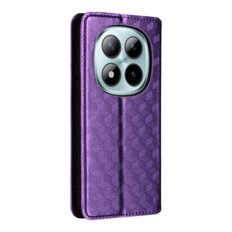For Redmi Note 15 Pro 5G Global 163.6mm Cubic Grid Texture Flip Leather Phone Case