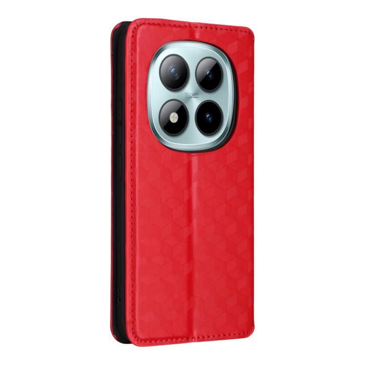 For Redmi Note 15 Pro+ 5G 163.3mm/Poco M8 Pro 5G Cubic Grid Texture Flip Leather Phone Case