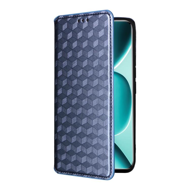 For Redmi Note 15 Pro+ 5G 163.3mm/Poco M8 Pro 5G Cubic Grid Texture Flip Leather Phone Case