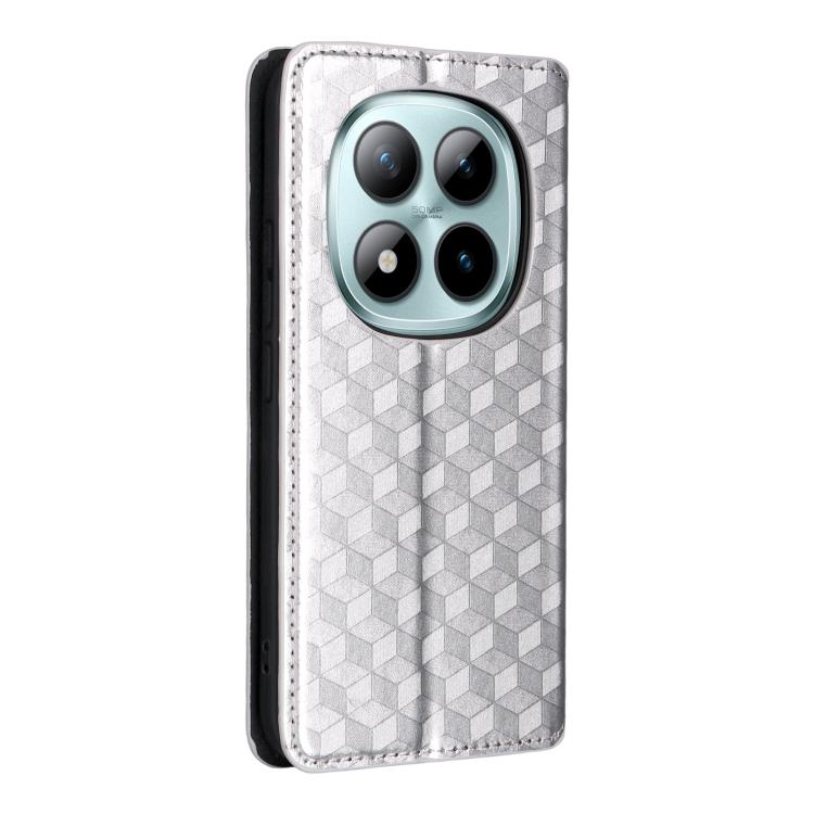 For Redmi Note 15 Pro+ 5G 163.3mm/Poco M8 Pro 5G Cubic Grid Texture Flip Leather Phone Case