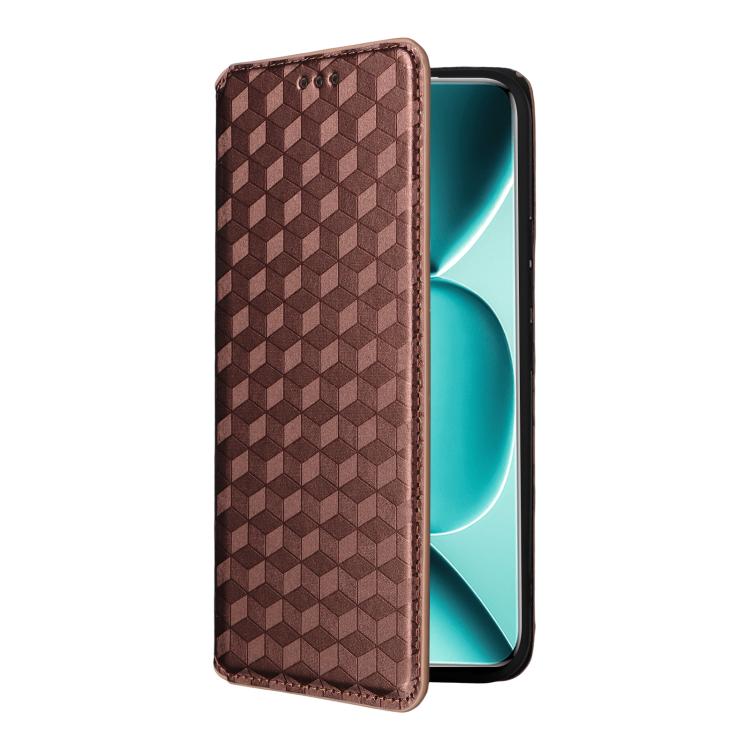 For Redmi Note 15 Pro+ 5G 163.3mm/Poco M8 Pro 5G Cubic Grid Texture Flip Leather Phone Case