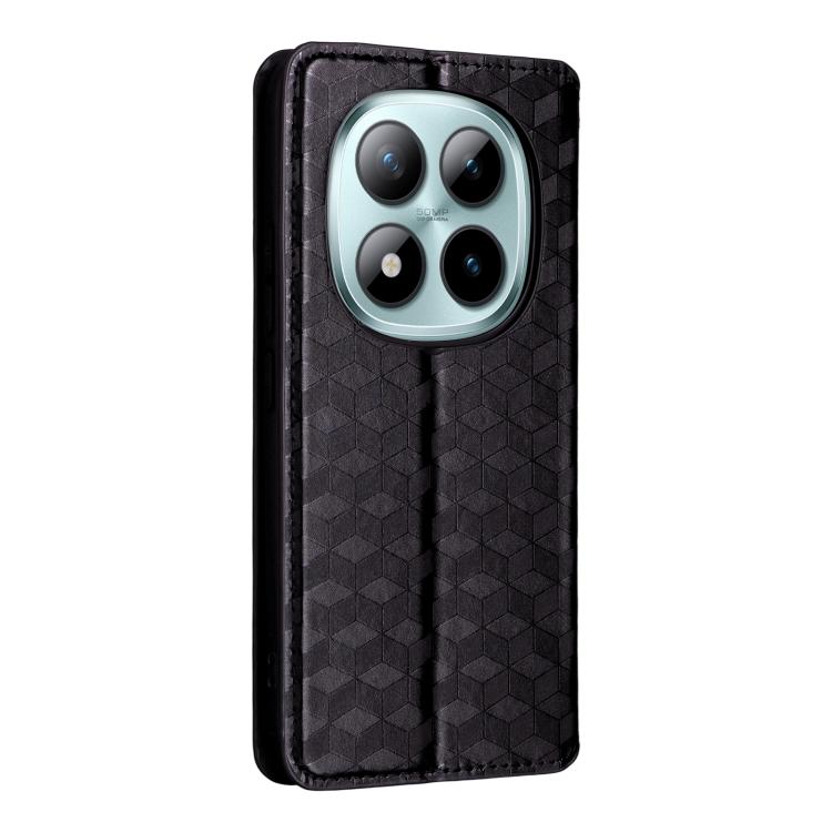 For Redmi Note 15 Pro 4G Global 163.2mm Cubic Grid Texture Flip Leather Phone Case