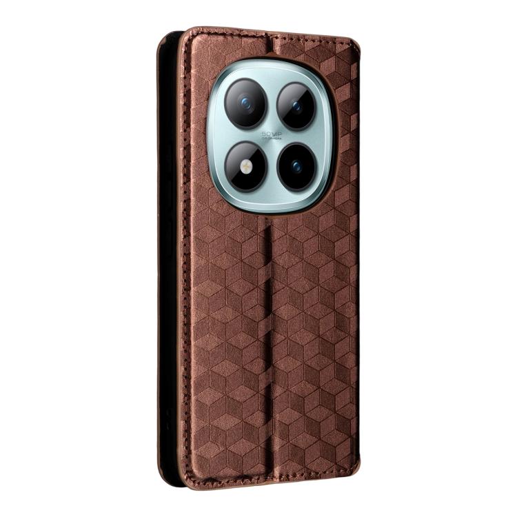 For Redmi Note 15 Pro 4G Global 163.2mm Cubic Grid Texture Flip Leather Phone Case