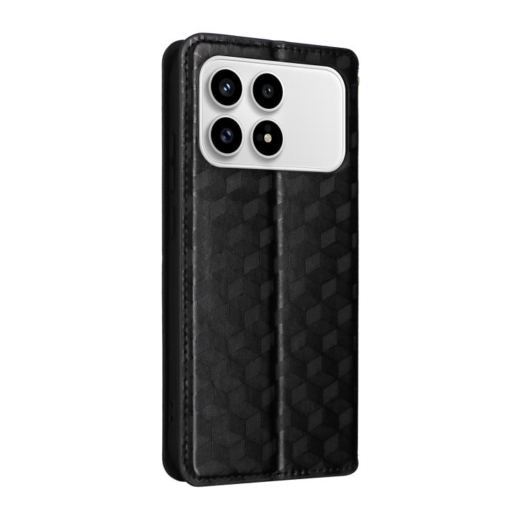 For Redmi K90 5G / Poco F8 Pro Cubic Grid Texture Flip Leather Phone Case