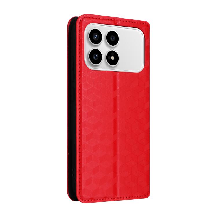 For Redmi K90 5G / Poco F8 Pro Cubic Grid Texture Flip Leather Phone Case