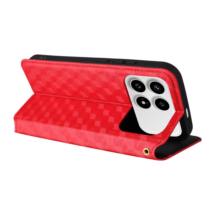 For Redmi K90 5G / Poco F8 Pro Cubic Grid Texture Flip Leather Phone Case