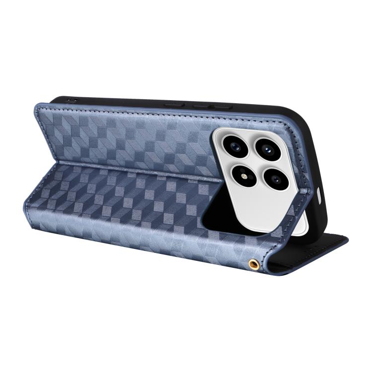 For Redmi K90 5G / Poco F8 Pro Cubic Grid Texture Flip Leather Phone Case