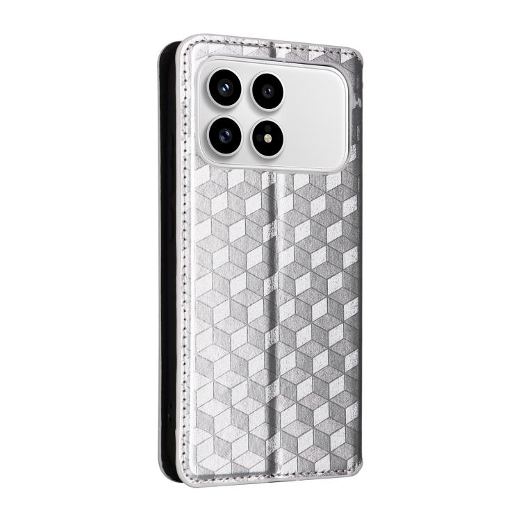 For Redmi K90 5G / Poco F8 Pro Cubic Grid Texture Flip Leather Phone Case