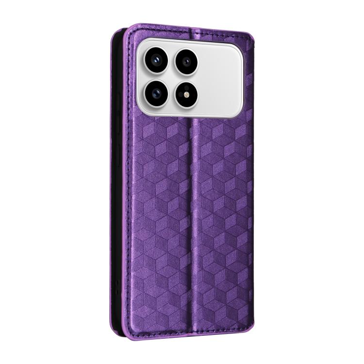 For Redmi K90 5G / Poco F8 Pro Cubic Grid Texture Flip Leather Phone Case