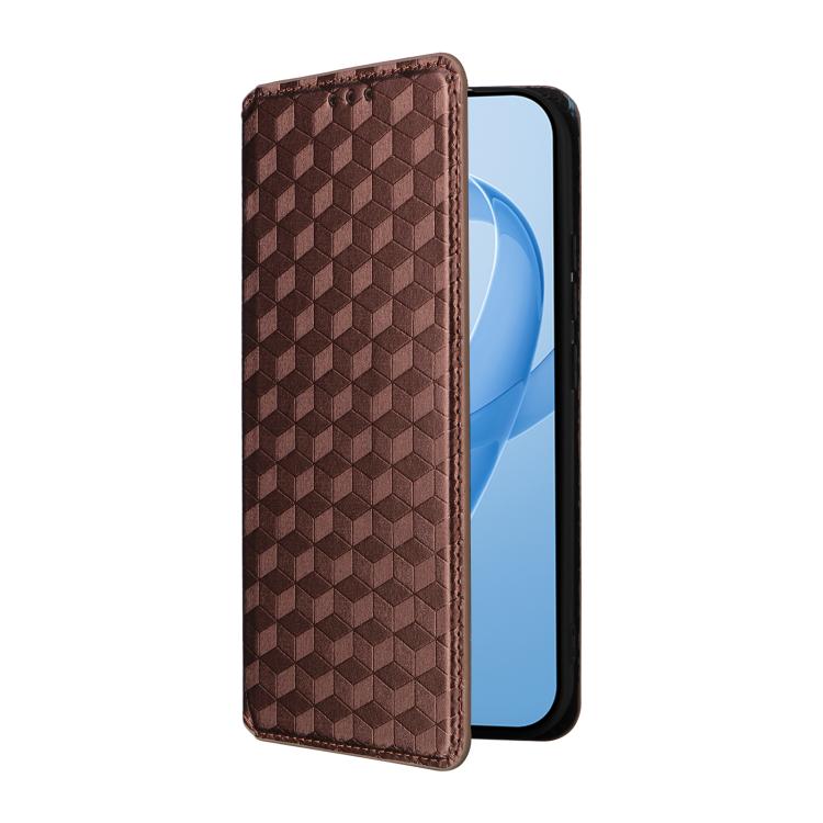 For Redmi K90 5G / Poco F8 Pro Cubic Grid Texture Flip Leather Phone Case