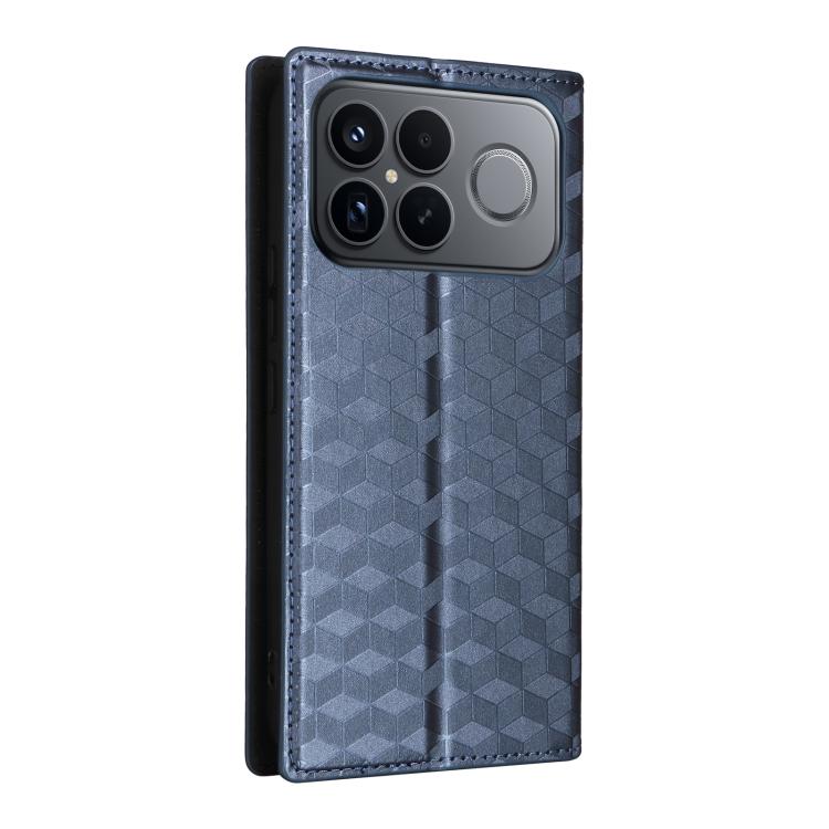For Redmi K90 Pro Max 5G / Poco F8 Ultra Cubic Grid Texture Flip Leather Phone Case