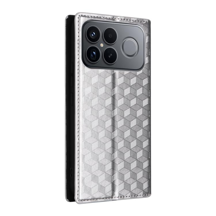 For Redmi K90 Pro Max 5G / Poco F8 Ultra Cubic Grid Texture Flip Leather Phone Case