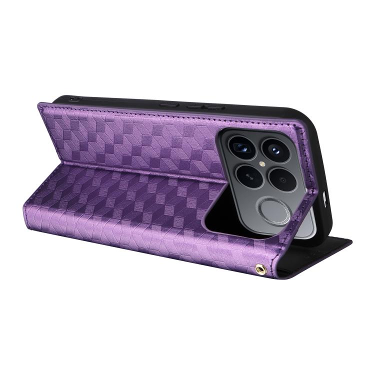 For Redmi K90 Pro Max 5G / Poco F8 Ultra Cubic Grid Texture Flip Leather Phone Case
