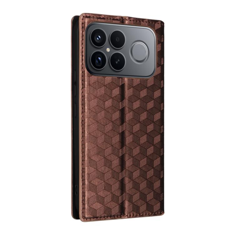 For Redmi K90 Pro Max 5G / Poco F8 Ultra Cubic Grid Texture Flip Leather Phone Case