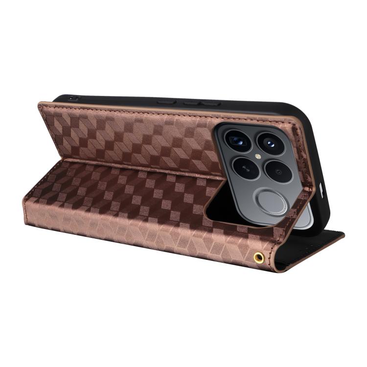 For Redmi K90 Pro Max 5G / Poco F8 Ultra Cubic Grid Texture Flip Leather Phone Case