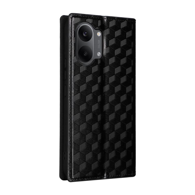 For Redmi Turbo 5 Max / Poco X8 Pro Max Cubic Grid Texture Flip Leather Phone Case