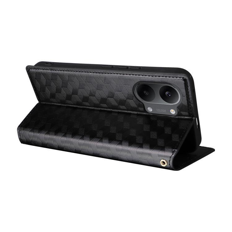 For Redmi Turbo 5 Max / Poco X8 Pro Max Cubic Grid Texture Flip Leather Phone Case