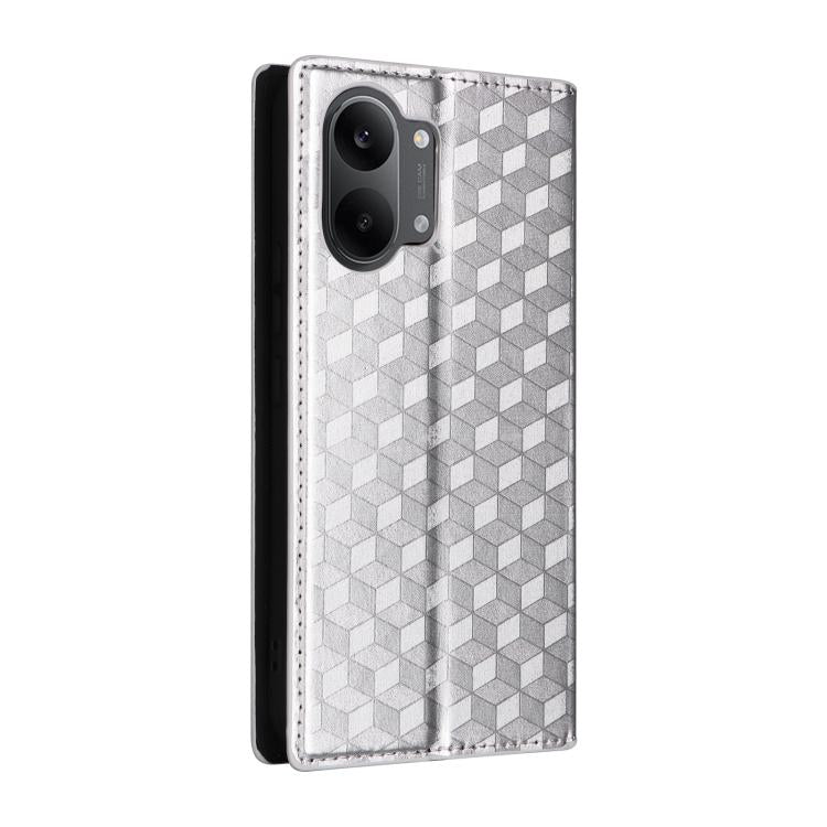 For Redmi Turbo 5 Max / Poco X8 Pro Max Cubic Grid Texture Flip Leather Phone Case