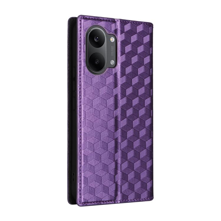 For Redmi Turbo 5 Max / Poco X8 Pro Max Cubic Grid Texture Flip Leather Phone Case