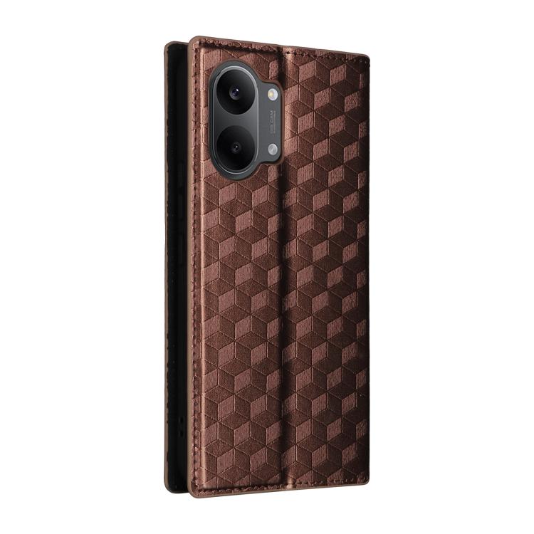 For Redmi Turbo 5 Max / Poco X8 Pro Max Cubic Grid Texture Flip Leather Phone Case