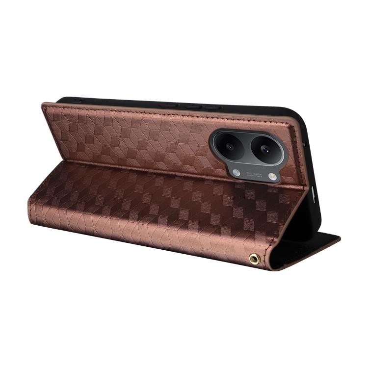 For Redmi Turbo 5 Max / Poco X8 Pro Max Cubic Grid Texture Flip Leather Phone Case