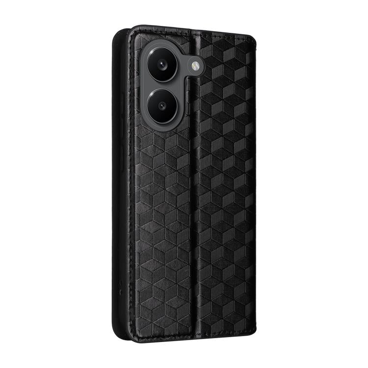 For Redmi Turbo 5 5G / Poco X8 Pro 5G Cubic Grid Texture Flip Leather Phone Case
